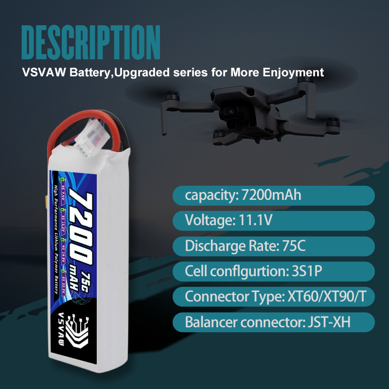 VSVAW 3S Lipo Battery 11.1V 72 - Drone Battery 3S review and price